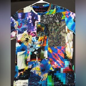 NWT Robert Graham Colorful Patchwork Skull Tee
